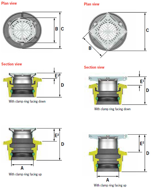 short floor drain plan view